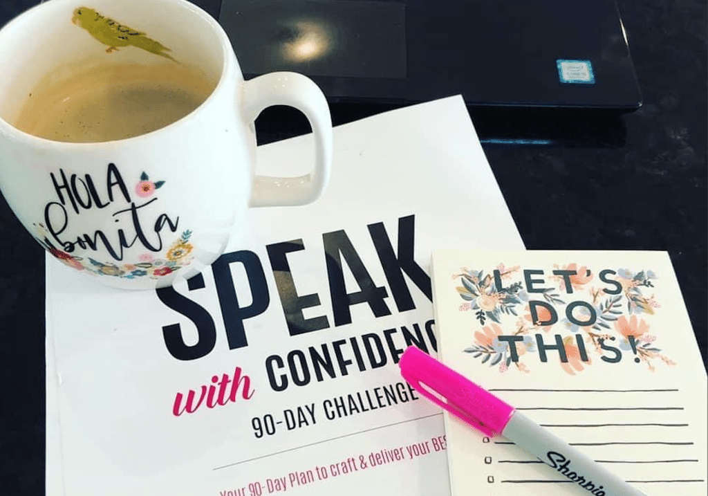 SPEAK With Confidence 90-Day Challenge workbook & coffee